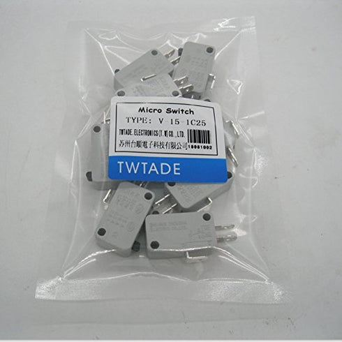 TWTADE 10pcs Universal Micro Limit Switch Series AC/DC 125V 250V V-15-1C25 Snap Action for Arduino Oven Freezer