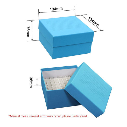 6 Color Cardboard Freezing Storage Boxes, 81 Holes for Cryotubes, Dim. 134x134x76mm, White Blue Red Yellow Orange Green
