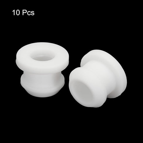 MECCANIXITY 10Pcs Snap Rubber Grommet Plug Mount, Dia 9.5mm ID 6.5mm Seal for Electrical Box Cable Pipe White