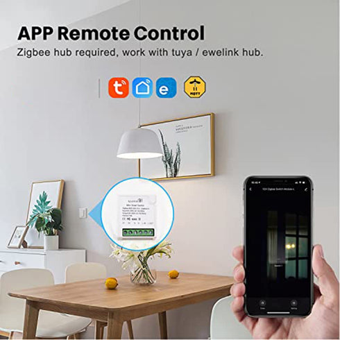 Zigbee WiFi Mini Smart Switch Relay Module, 2 Way Dual-Mode Control, 16A for Smart Home Automation