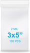 3''x 5'' (Pack of 100) 2 mil Thick Clear Reclosable Zip Poly Bags with Zipper for Jewelry, Bakery, Travel