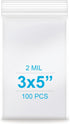 3''x 5'' (Pack of 100) 2 mil Thick Clear Reclosable Zip Poly Bags with Zipper for Jewelry, Bakery, Travel