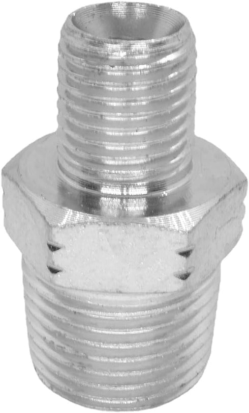 1 Piece 1/2" x 1/4" Male NPT Hex Nipple Plated Steel Hydraulic Fitting Adapter