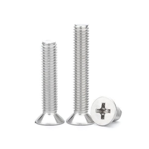 5/32-32 x 3/8'' (100Pack) Flat Head Machine Screw, Phillips Drive, 304 Stainless Steel 18-8, Bright Finish, Fully