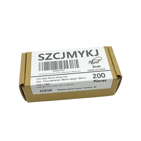 200 PCS Heat Shrink Wrap Bands for 10ml Roller Bottles, Clear Perforated Sleeves for Lip Gloss, Perfume, Essential Oil