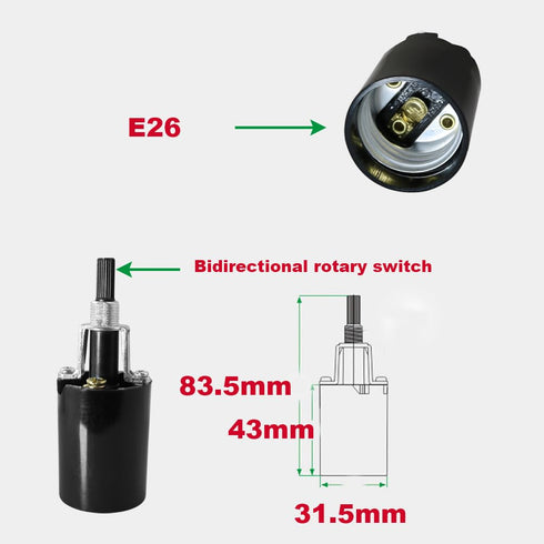 MEETOOT 2PCS E26 Black Rotary Switch Button Lamp Holder Suitable for Replacing Table/Floor Lamp