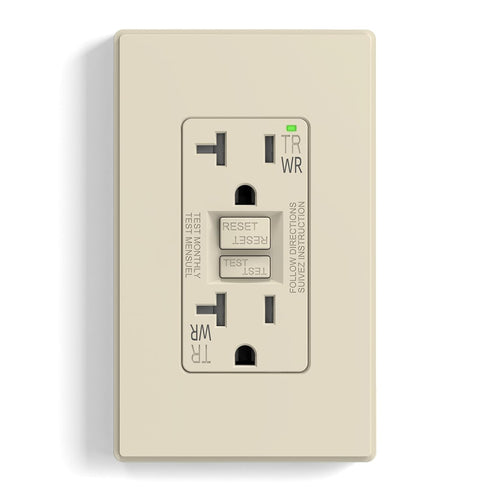 ELEGRP GFCI Outlet Outdoor, 20 Amp Self-Test GFI Electrical Outlet with Thinner