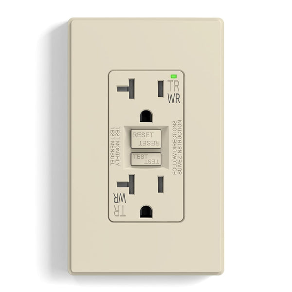 ELEGRP GFCI Outlet Outdoor, 20 Amp Self-Test GFI Electrical Outlet with Thinner