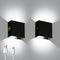 Indoor Wall Sconces Battery Operated Set of 2, Rechargeable Wall Lights Black