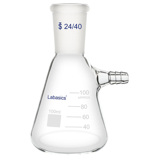 100 ml Filtering Flask with 24/40 Standard Taper Joint, High Borosilicate Glass Filter Flask, Bolt Neck with Tubulation