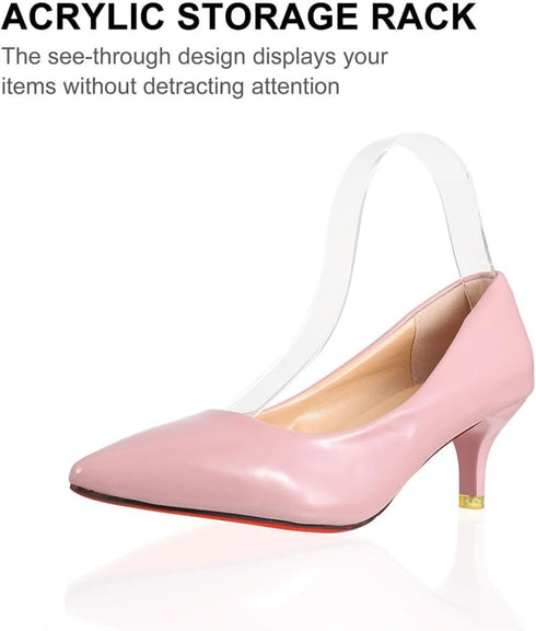 6pcs FOMIYES Acrylic Elastic Sandals Support Rack Shoe Display Stand Holder for Womens High Heels, Adjustable Shoe