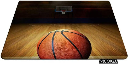 Sport Rectangle Gaming Mousepad, Vintage Basketball Court Pattern, Non-Slip Rubber Mouse Mat for Computer Desk 9.5 x
