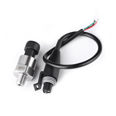 Pressure Transducer Sender Sensor for Oil Fuel Air Water, 1/8" NPT Thread Stainless Steel, 30 PSI