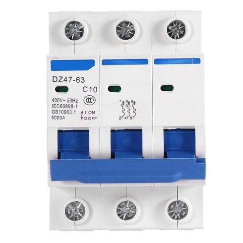 YWBL-WH 3 Pole Miniature Circuit Breaker Safety Breaker DZ47-63 AC 400V (10A)