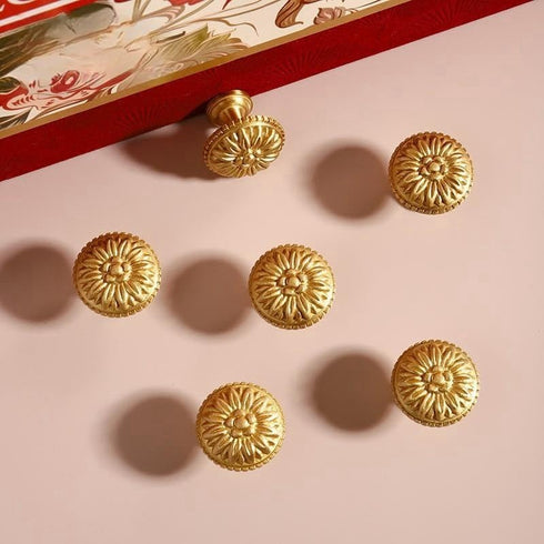 SANCHAKOU 4 Pack Cupboard Drawer Pull Handles Bedside Table Shoe Cabinet Drawer Door Handle Brass Wardrobe Door Handle