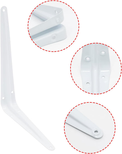 Mormchlots 24Pcs 10 8 Inch x White Shelf Brackets, Heavy-Duty Metal Steel Corner L Brackets for Shelves Shelf