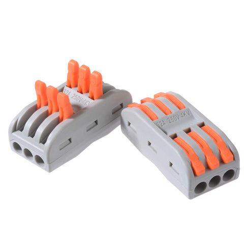 10pcs Compact Conductor Connectors - Lever Wire Nut Electrical Connectors for 3 Circuit Splices 28-12 AWG