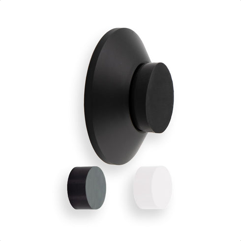EVI Herrajes Doorstop for Wall Placement, 45 x 17 mm Stainless Steel Black Lacquered with Rubber Included, Adhesive or