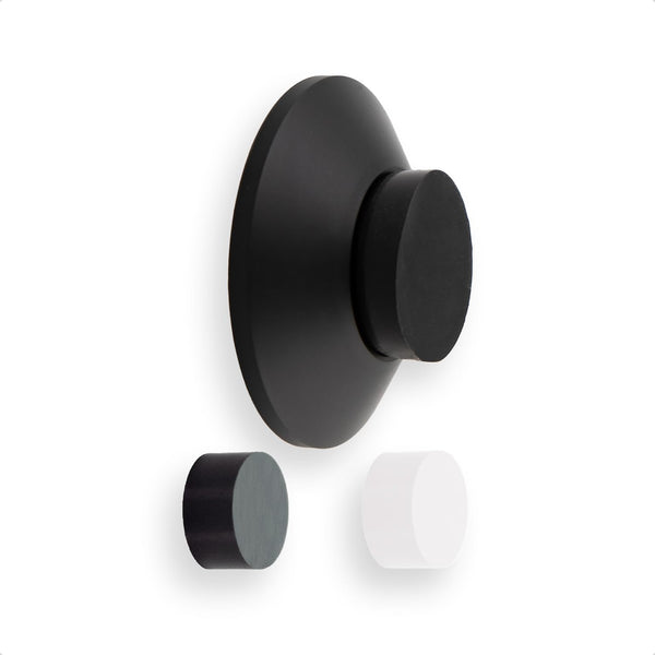 EVI Herrajes Doorstop for Wall Placement, 45 x 17 mm Stainless Steel Black Lacquered with Rubber Included, Adhesive or