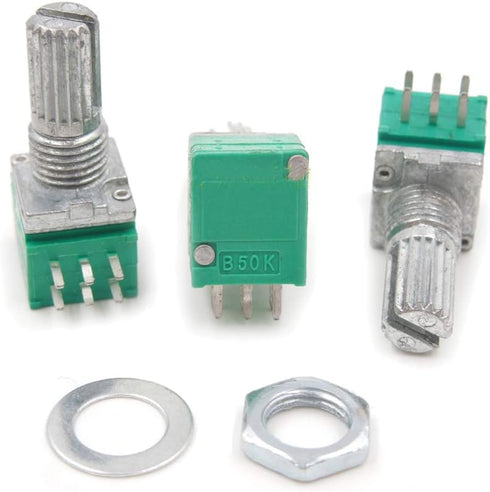 HiLetgo 10pcs Double-Joint 6 Pin 09 B50K Potentiometer for Audio Amp with Nut
