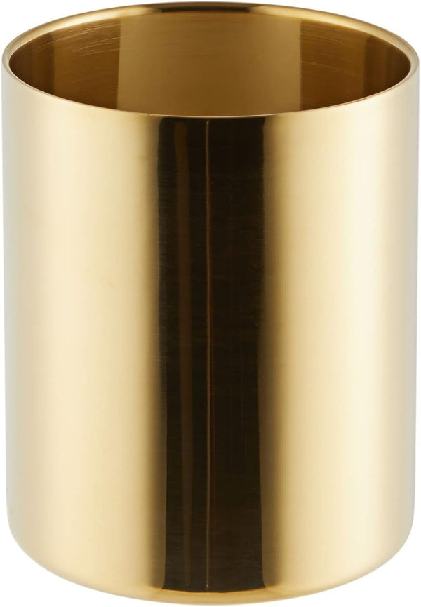 Juvale Gold Desk Organizer Holder for Pen and Pencil, Metal Makeup Brush Holder (3.2 x 3.9 In) - Gold Accessories