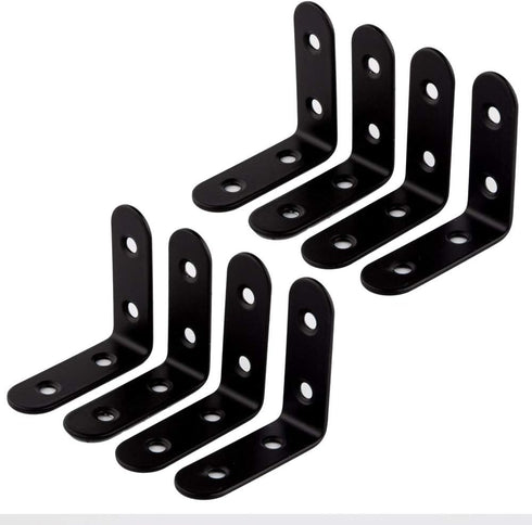 8 Pack 2 Corner Bracket Shelf Bracket,Heavy Duty Black Stainless Steel L Corner Brace,Right Joint Angle Brackets