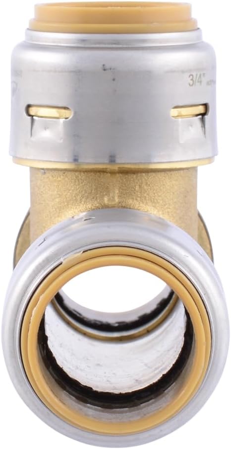 SharkBite Max 3/4 Inch Slip Tee - Push to Connect Brass Plumbing Fitting for Copper and CPVC