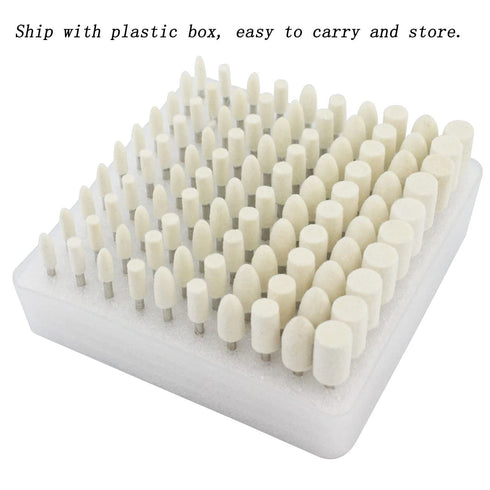 Luo ke 100 Pcs Compressed Wool Felt Polishing Head Tool Buffing Wheel for Dremel Rotary Tool with 1/8" Mandrel