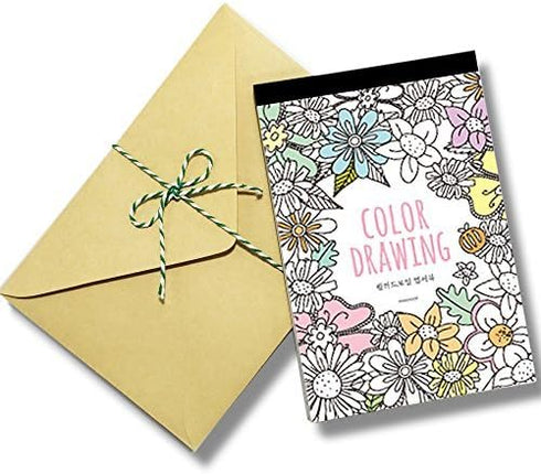Stress Relieving Adult Coloring Books, Color Therapy Stationery Cards Set, 32 Different Coloring Postcards with 10