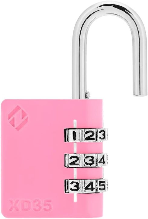 ZarkerXD35 3-Digit Combination Lock, Padlock for School, Gym, Sports Locker, Outdoor Storage (1-Pack, Pink)