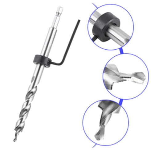 3/8 Inch Pocket Hole Drill Bit with 1/4 inch Hex Shank for Manual Pocket Hole Jig System