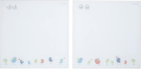 ECR4Kids MessageStor Magnetic Dry-Erase Glass Board - 17.5in x 17.5in Wall-Mounted Whiteboard, 2-Pack
