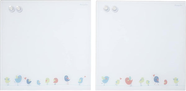 ECR4Kids MessageStor Magnetic Dry-Erase Glass Board - 17.5in x 17.5in Wall-Mounted Whiteboard, 2-Pack