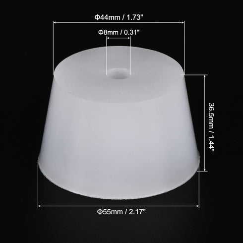 MECCANIXITY Silicone Rubber Tapered Plug 44mm to 55mm with Hole White for Powder Coating, Painting, Anodizing, Plating, Sandblasting, Laboratory Use