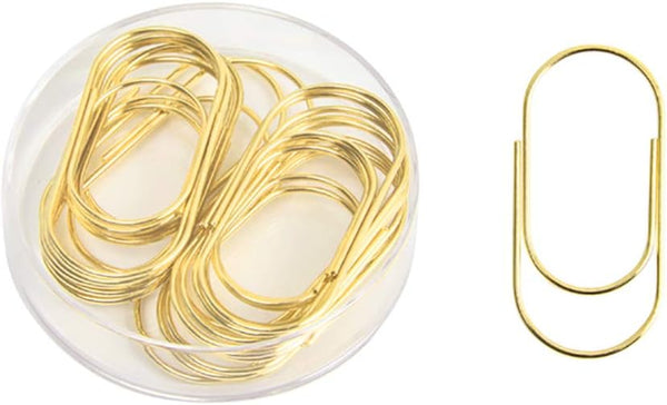 Gold Paper Clips, 20 Pcs, 50mm, 1.97 Inch, Jumbo Fat Wide, Non-Skid Smooth Finish, Medium Office Supply Accessories