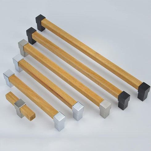 IBOWZ 2 Kitchen Cupboard Handle Pieces Drawer Handle Solid Wood Handles Base Made of Gold Solid Zinc Alloy Cupboard