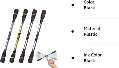 XIANNV 4 Pcs Spinning Cool Pens, Stationery Set for Girls Boys Kids Teens, Black Ink, 0.5 mm