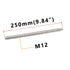 Feelers 304 Stainless Steel M12-1.75 Fully All Threaded Rod, Long Threaded Screw, 250mm Length