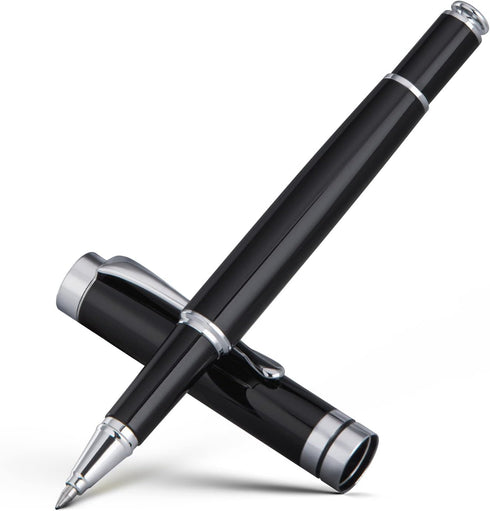 BEILUNER Ballpoint Pens, Stunning Black Chrome with Silver Trim, Best Gift Set for Men & Women, Gift Box with Refill