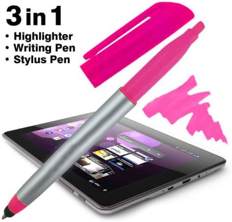 Stylus Ballpoint Pen with Highlighter Tips - 3-in-1 Stylus for Touchscreens, Pack of 10