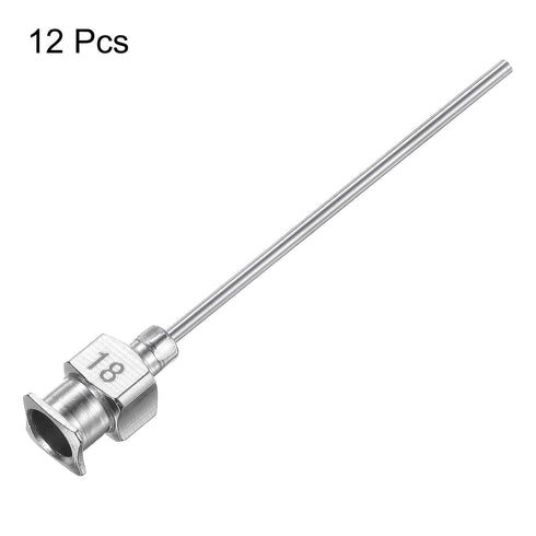 12pcs 18Gauge Stainless Steel Dispensing Needles, 1 1/2" Blunt Tips Luer Lock for Thick Liquids, Ink, Glue