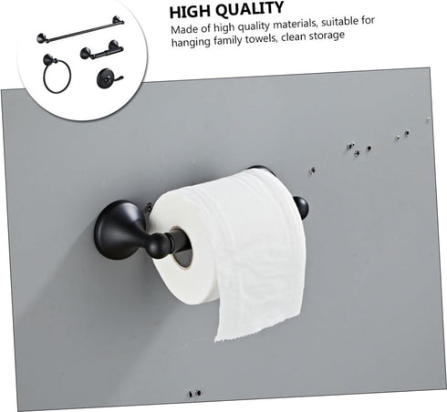 Set Retro Black Stainless Steel Towel Holder for Bathroom