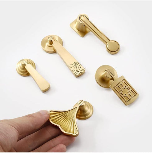 PIYYQNY 2 Pack 57mm) Dresser Knobs Drawer Pulls Brass Pendant Handle Gold Drawer Handle Bedroom Wardrobe Bedside Table