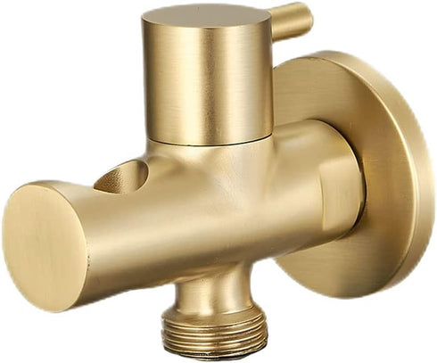 Hand Held Shower Holder with Hose Connector, Shower Head Shut Off Valve, Wall Mount, Brushed Gold