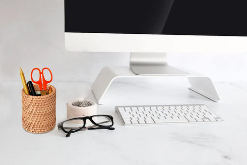 Eiyye Handmade Rattan Pencil Holder - Makeup Brush Holder, Wicker Pen Organizer for Office & Home Desktop