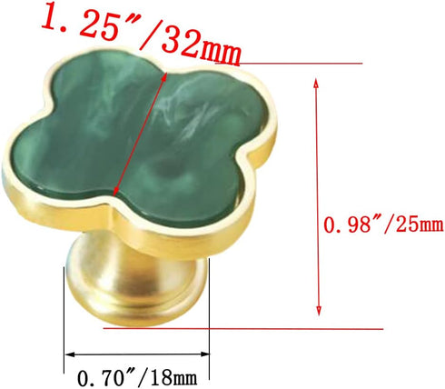 6 Pcs Clover Cabinets Knobs Dressering Pulls Cupboard Knobs Jewelry Box Pulls Drawer Wardrobe Wine Cabinet Handle Furniture Single Hole Door Handles(Green) by CPELLESSE