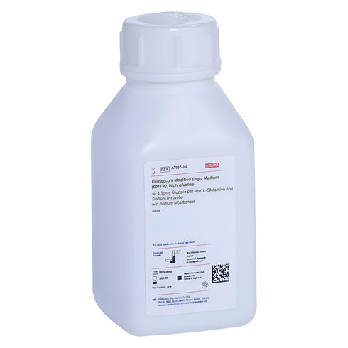 HiMedia AT067-1L Dulbecco's Modified Eagle Medium (DMEM), High Glucose with 4.5 g Glucose per L, L-Glutamine and 2, 1 L