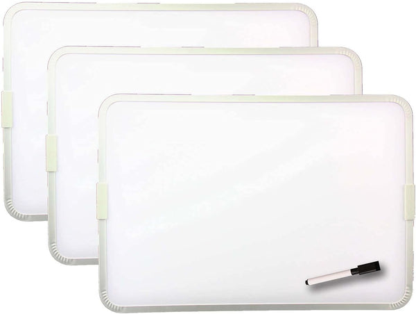 Flipside Products Two-Sided Aluminum Framed Magnetic Dry Erase Board, 9" x 12", Pack of 3