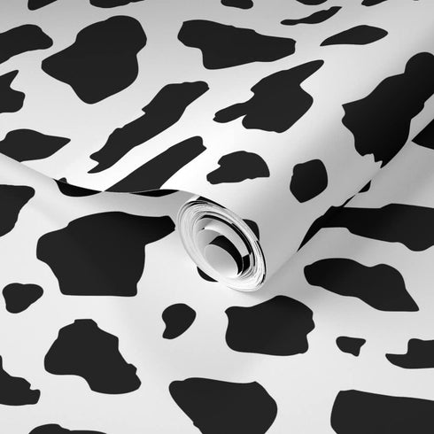 6ft 2ft Removable Wallpaper x - Cow Print Black White Farm Animal Cattle Dairy Milk Custom Pre-Pasted Wallpaper by