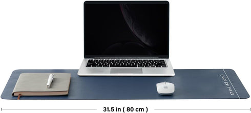 Leather Desk Mat, Non-Slip PU Desk Pad for Office and Home, Large Mouse Pad and Desk Organization (Dark Blue, 31.5"x